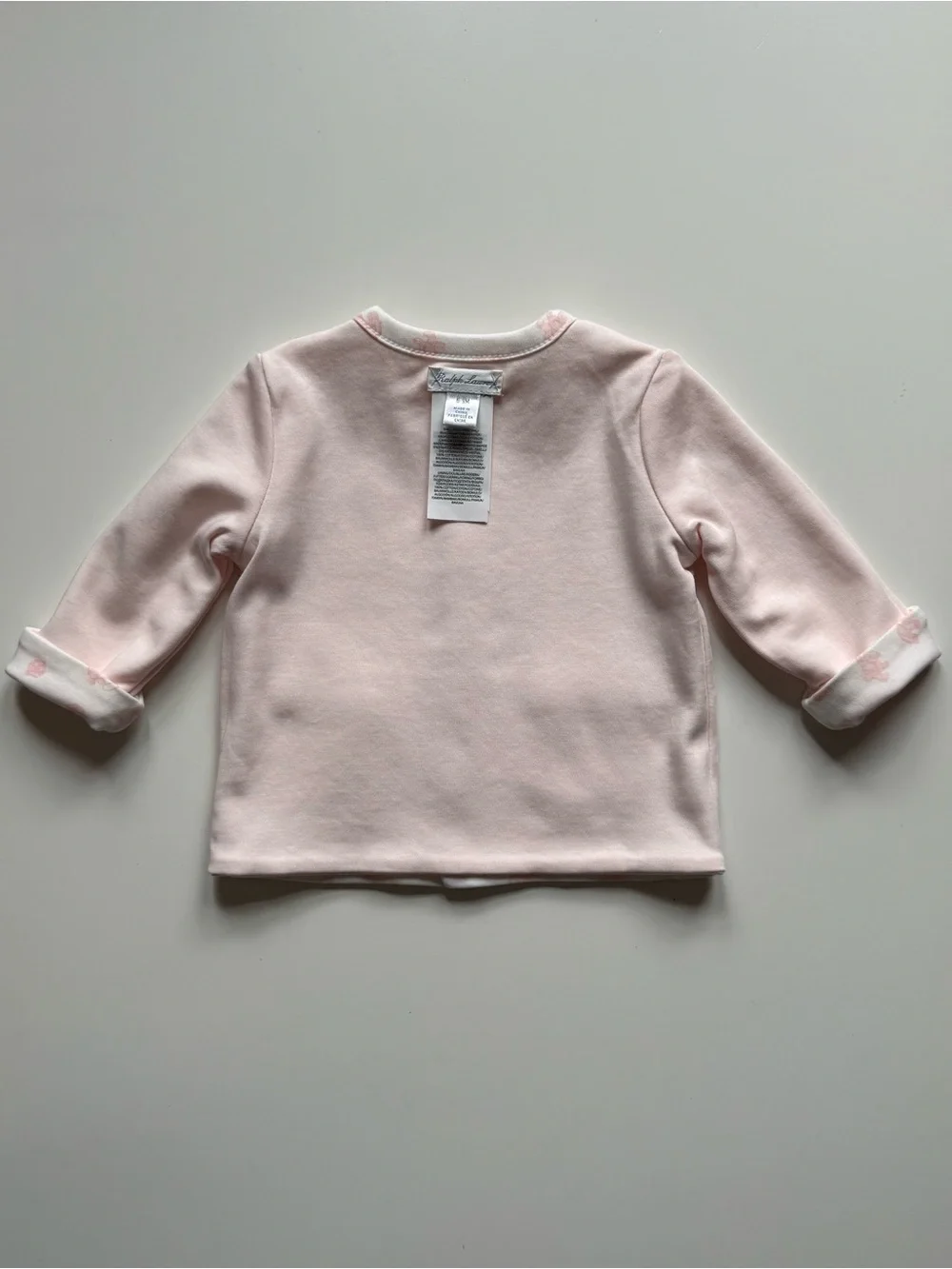 Ralph Lauren Baby Girl Pink Reversible Organic Cotton Jacket - Size 6-9M